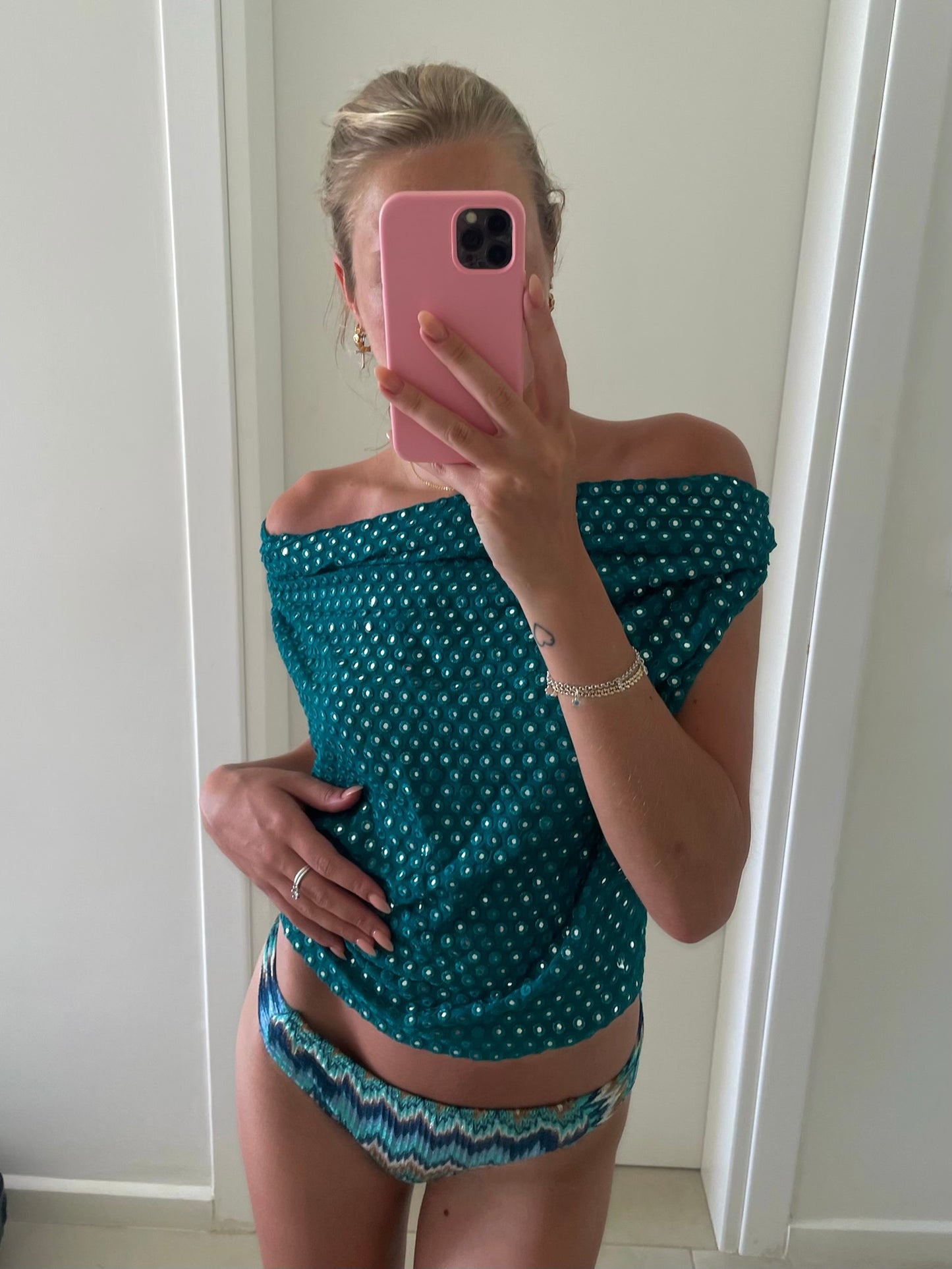 Mirror Turquoise Draped Top