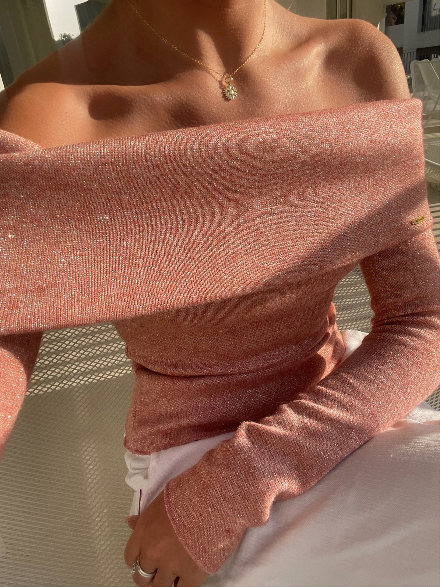 Peach Offshoulder Top