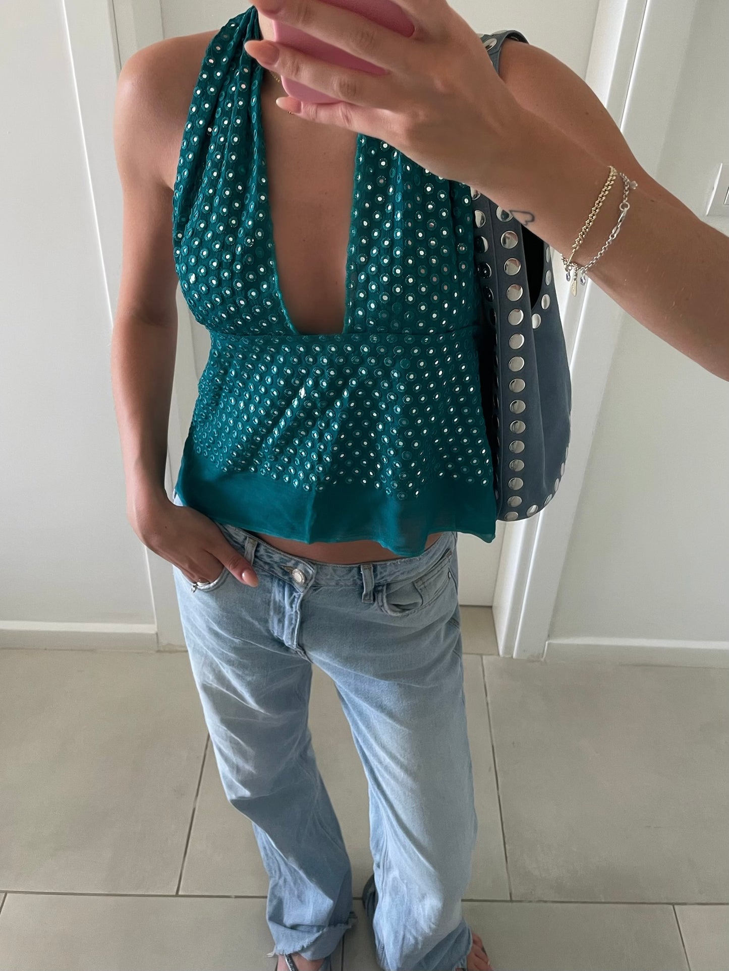 Mirror Turquoise Halterneck Top