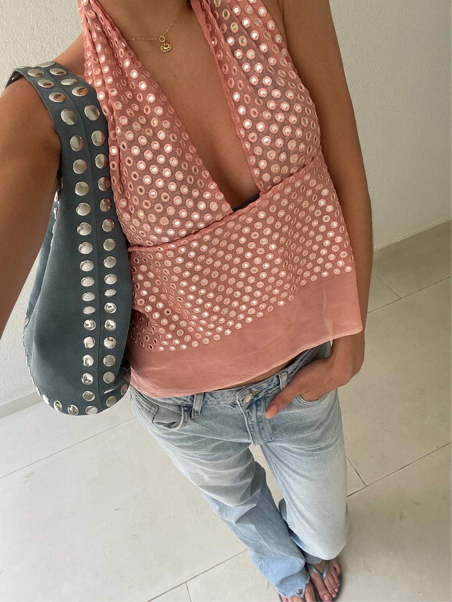 Mirror Pink Halterneck Top