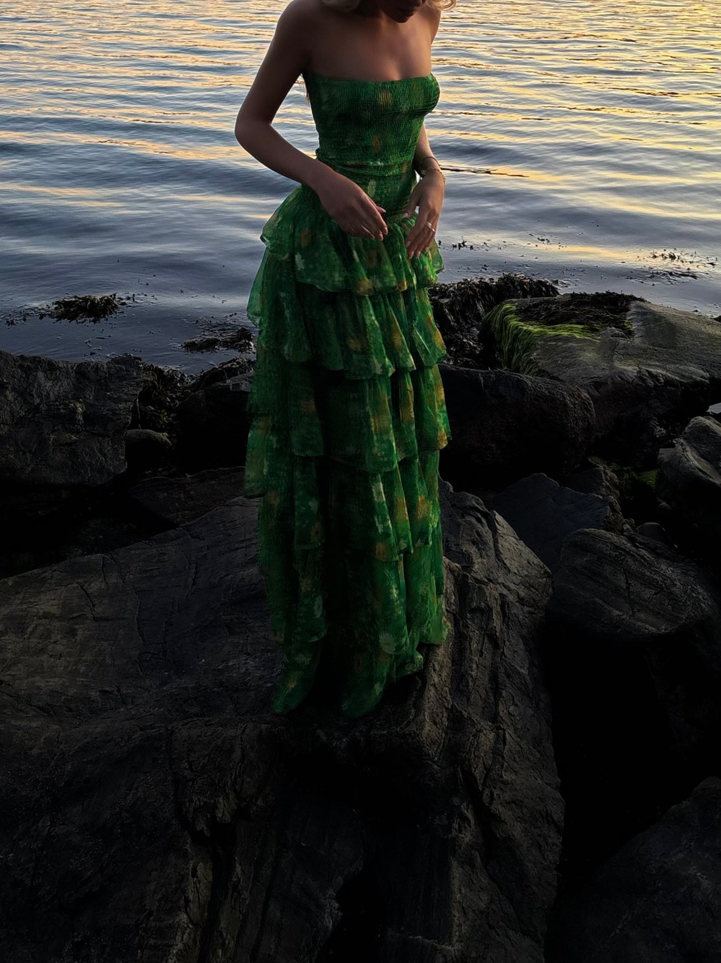 Hunter Ruffle Maxidress
