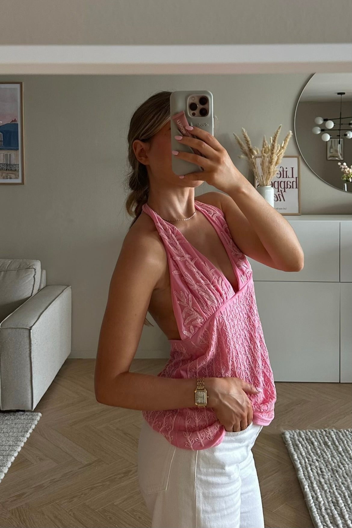 Taffy Pink Halterneck Top