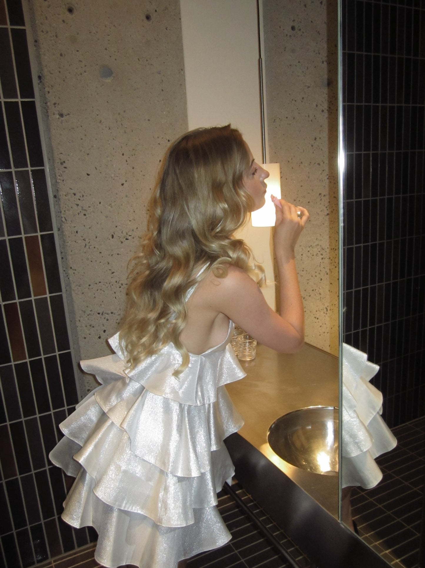 Silver Ruffle Minidress