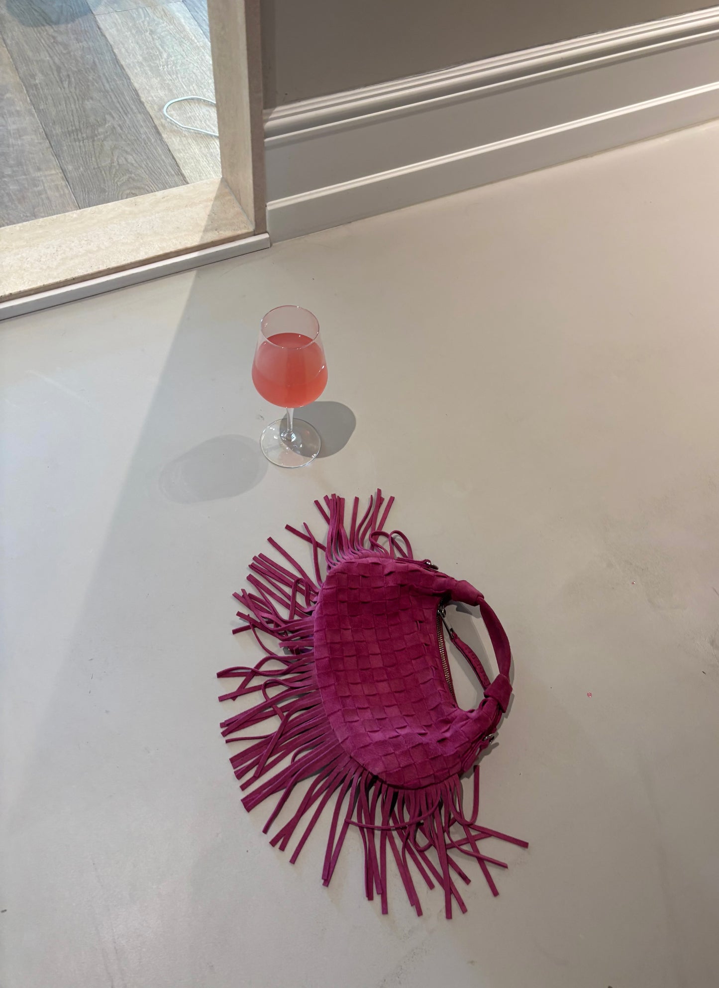 Mini Dandy Braided Fringe Pink