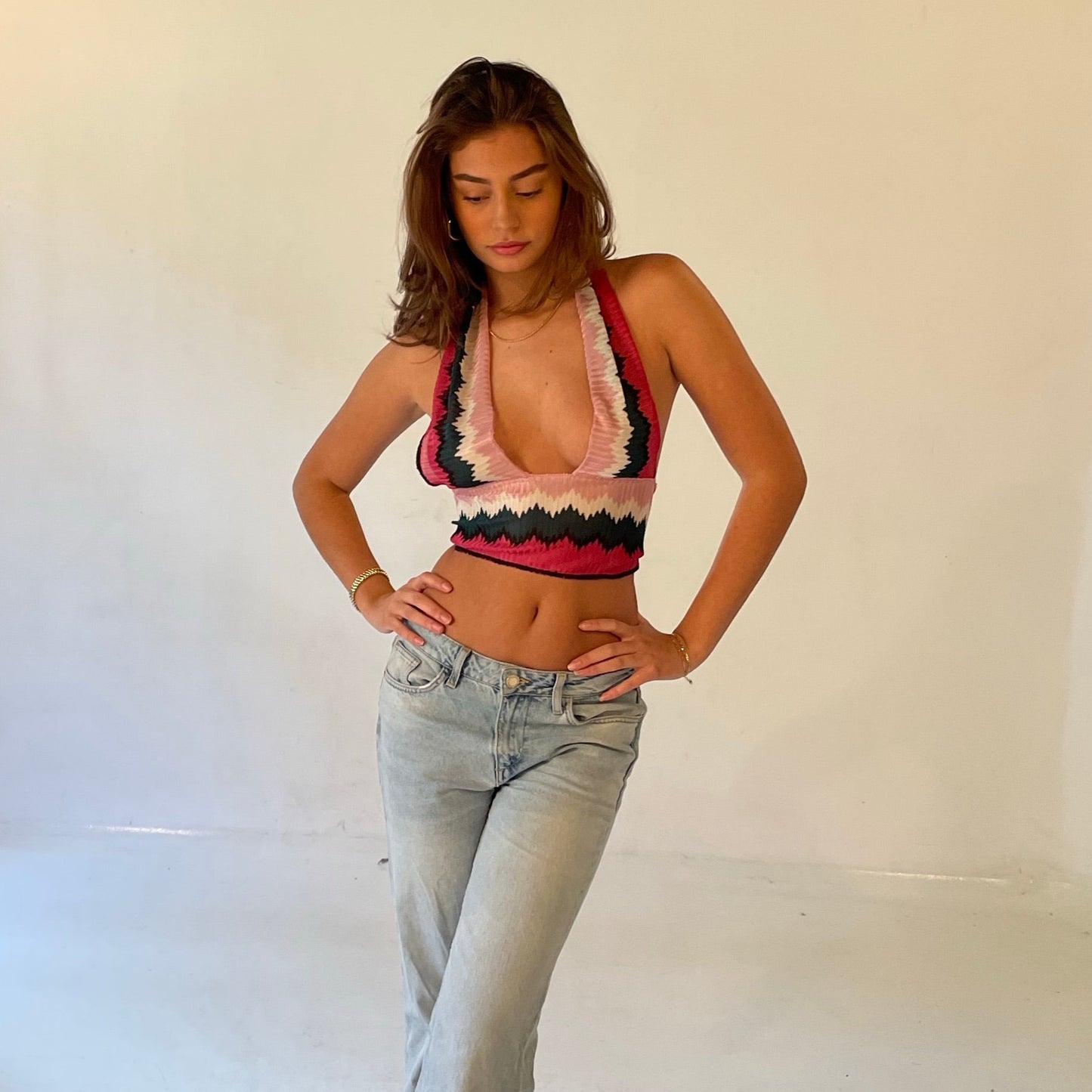 Pink Bloomy Halterneck Top