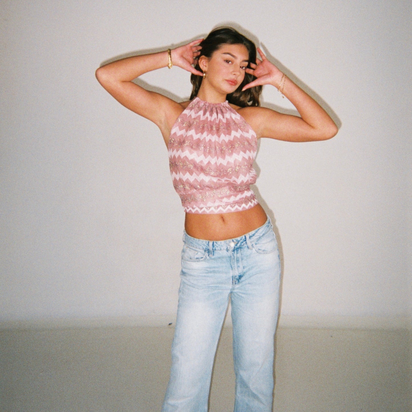 Shimmer Zigzag Halterneck Top