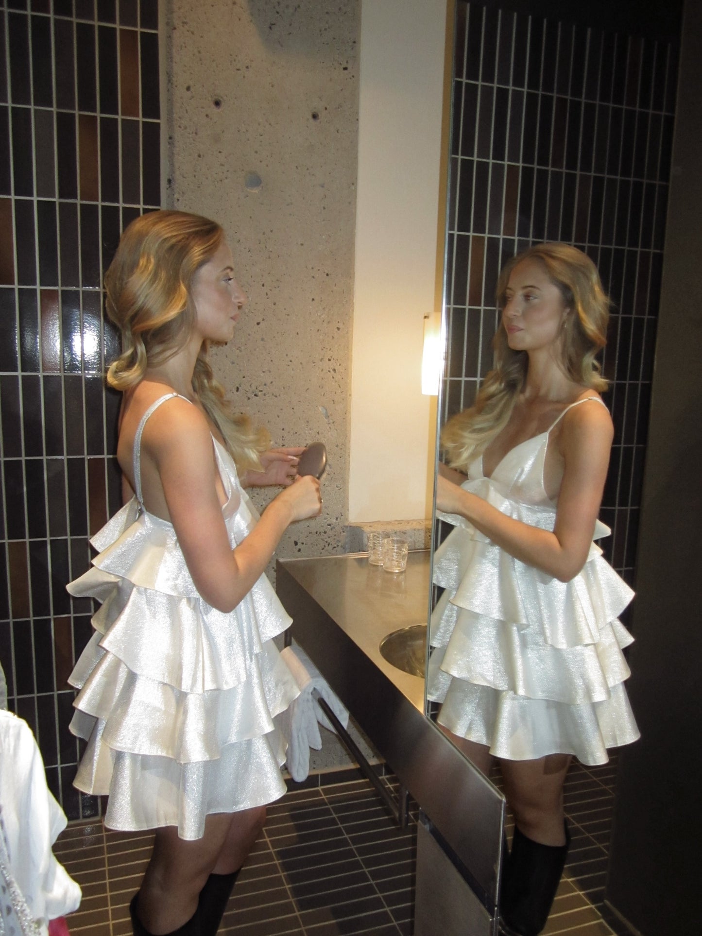 Silver Ruffle Minidress