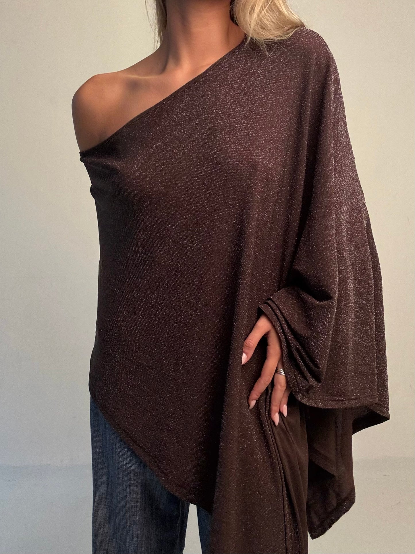 Glitter Asymmetrical Poncho