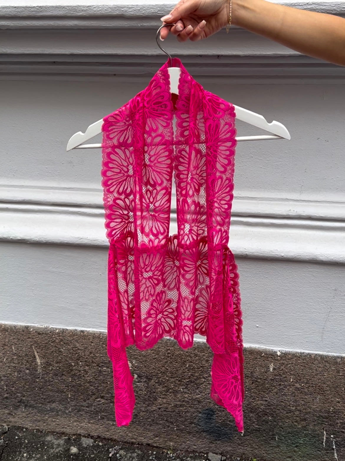 Pink Lace Halterneck Top