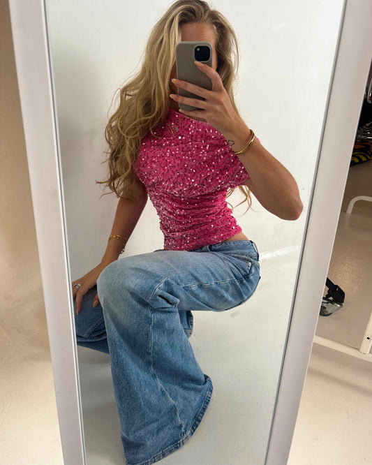 Rosalie Asymmetric Sequin Top