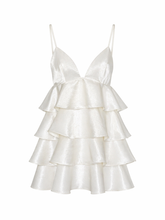 Silver Ruffle Minidress
