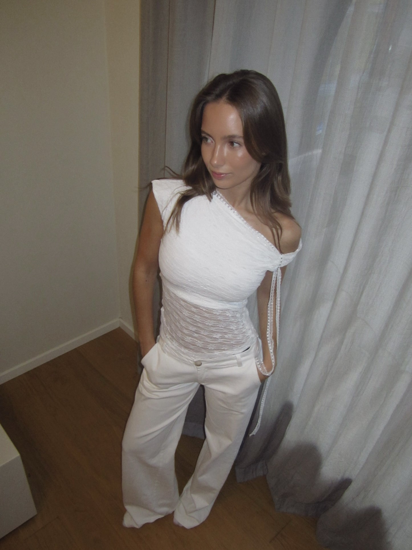 Lace Asymmetric One Shoulder