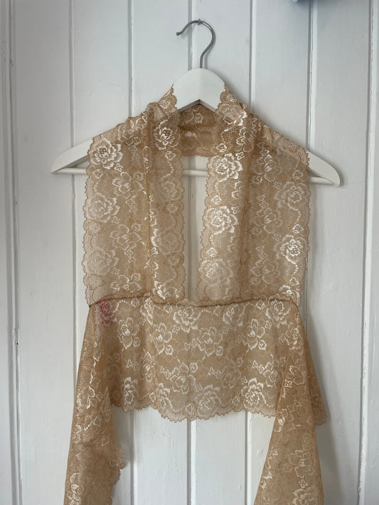 Light Mocca Lace Halterneck Top