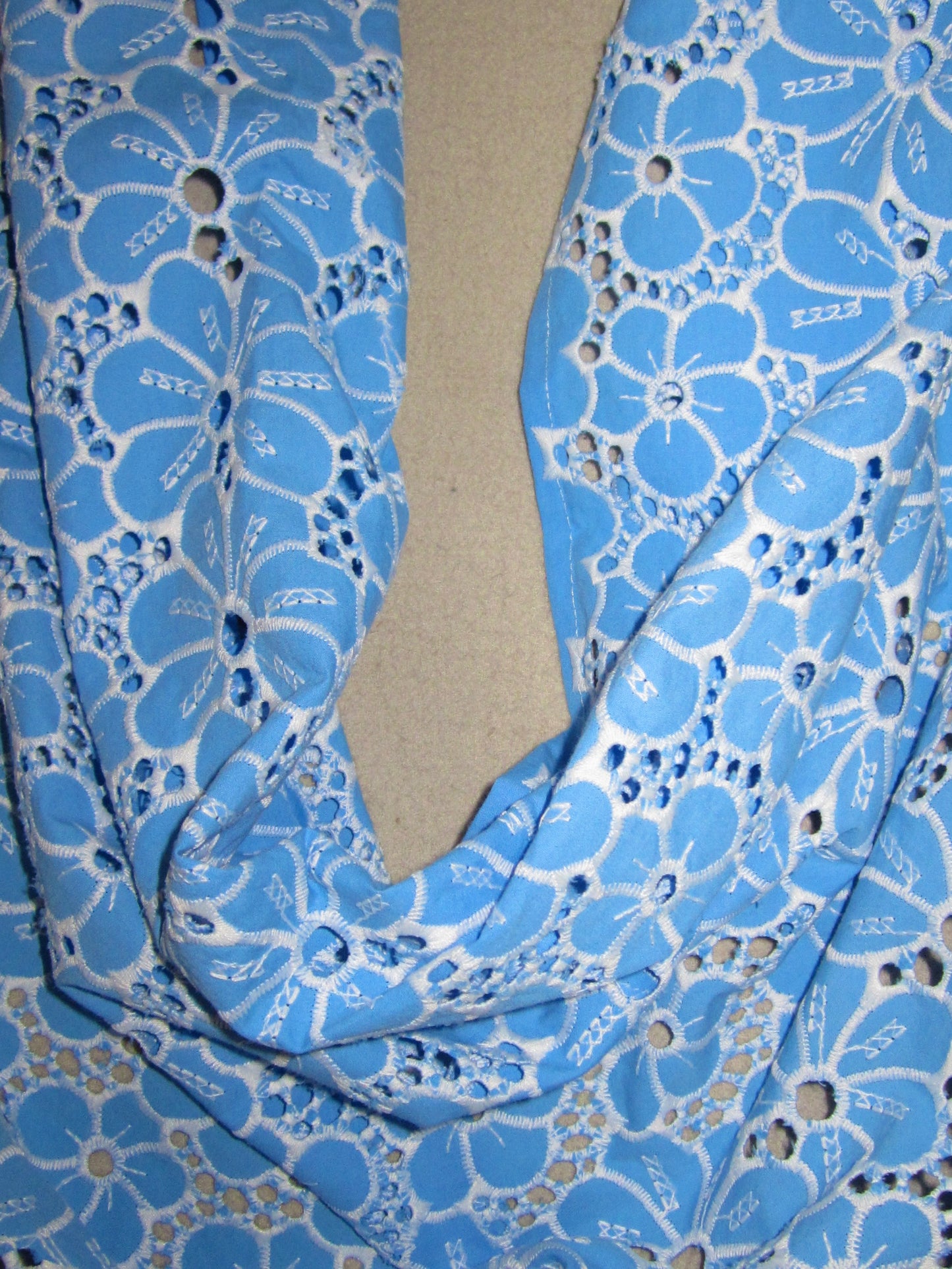 Blue Eyelet Draped Top