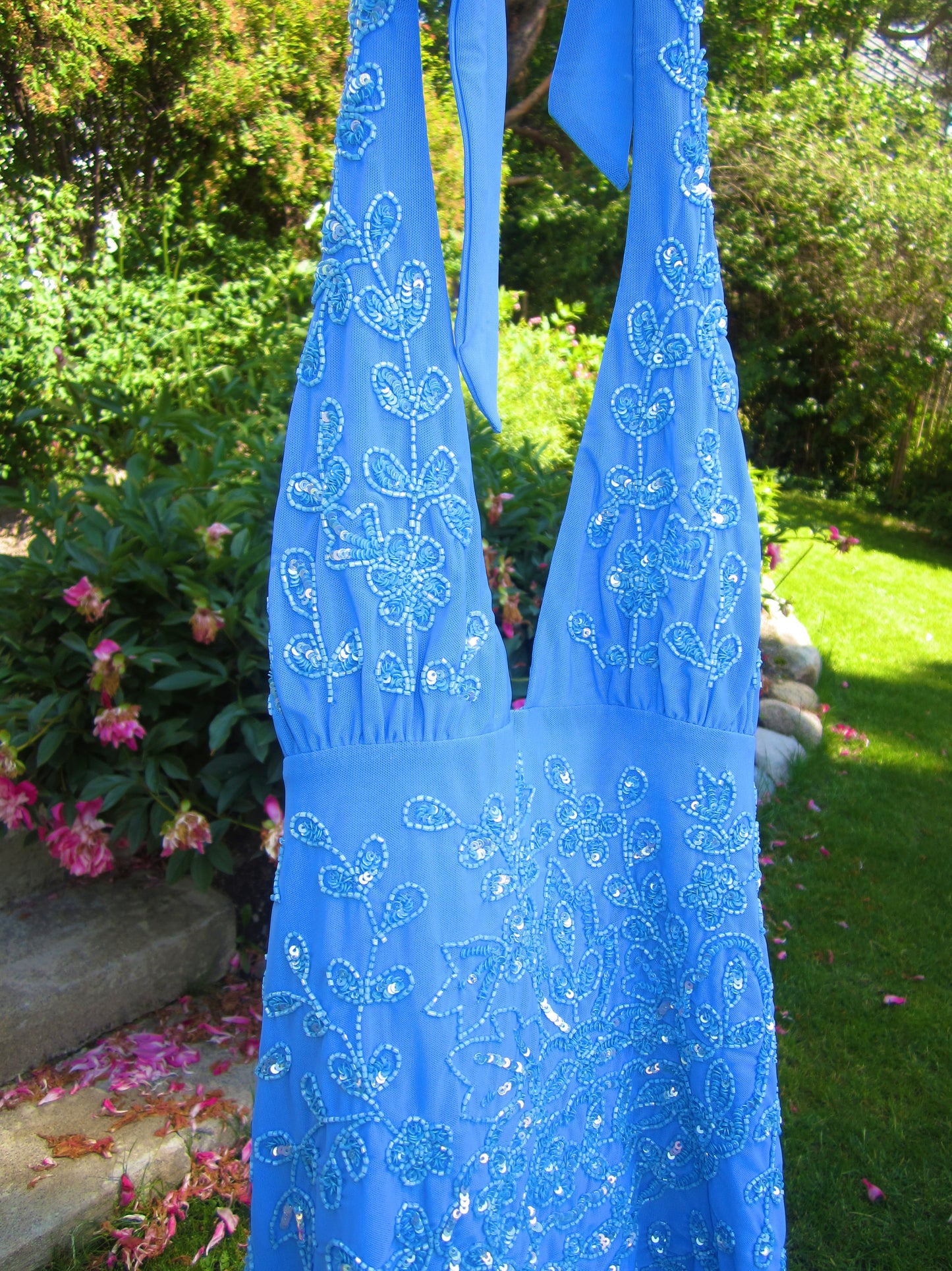 Azure Embellished Halterneck Top
