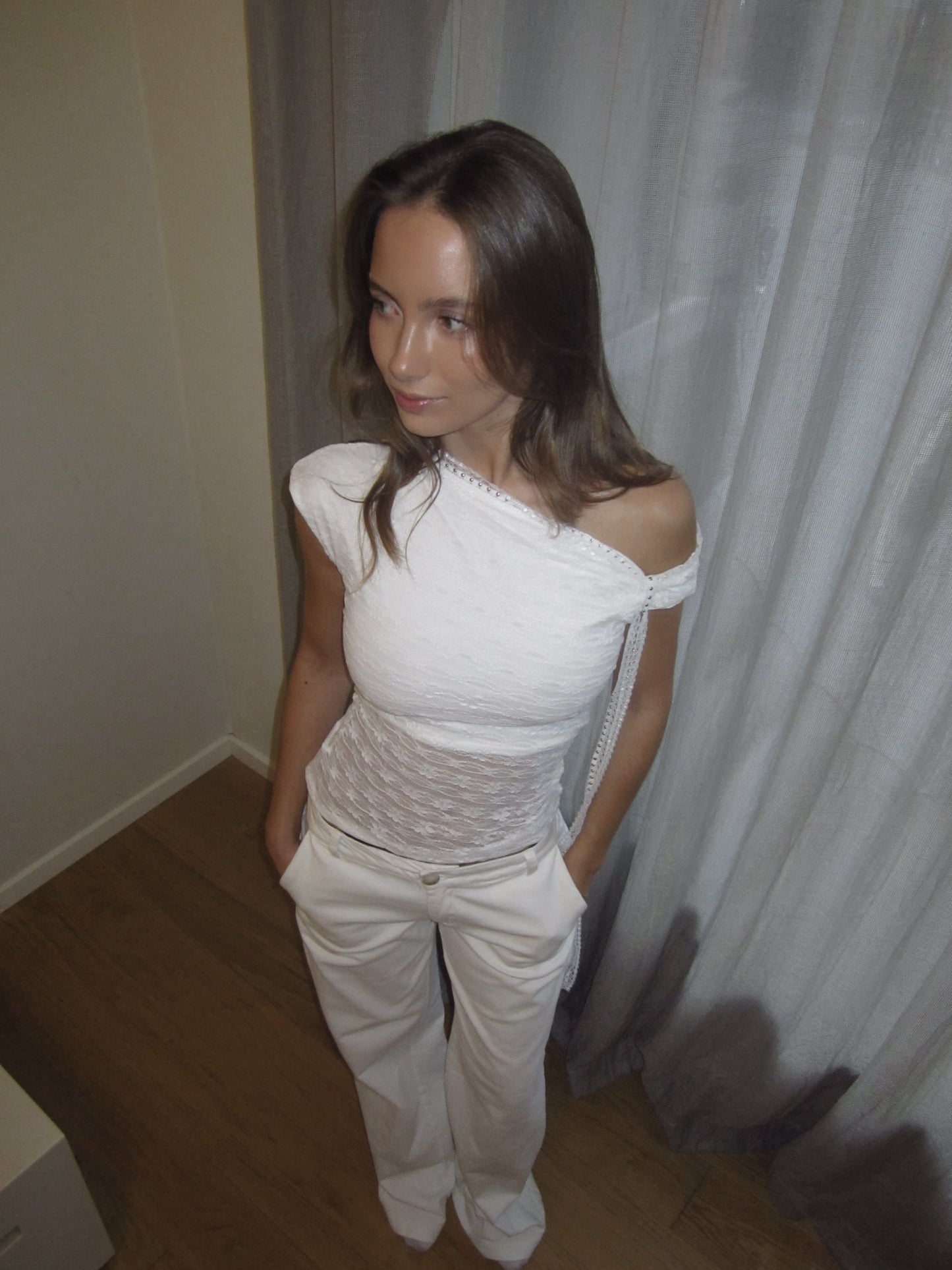 Lace Asymmetric One Shoulder