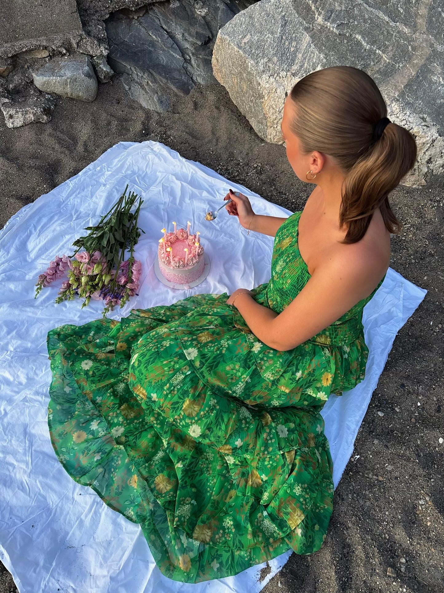 Hunter Ruffle Maxidress