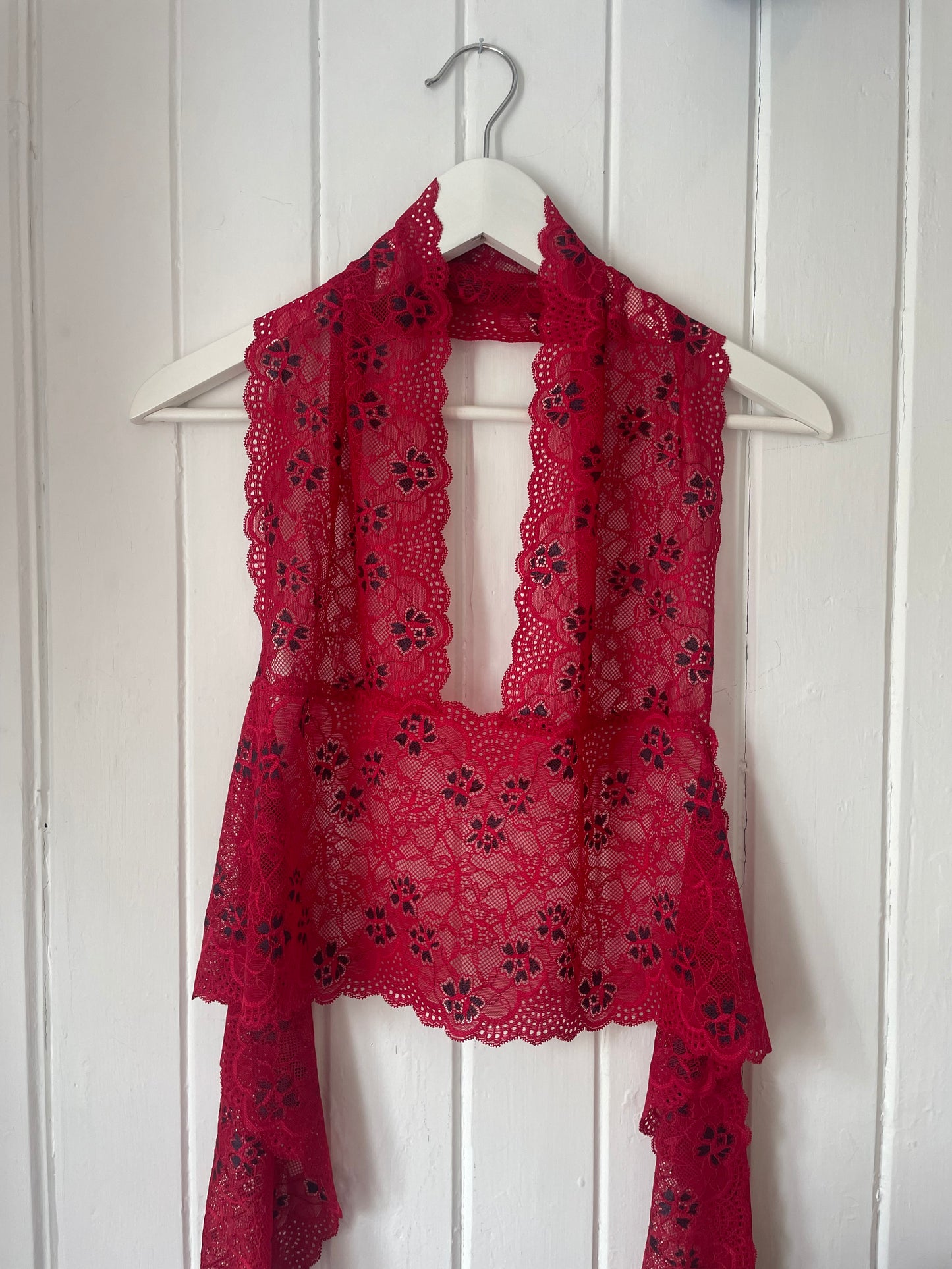 Red Lace Halterneck Top