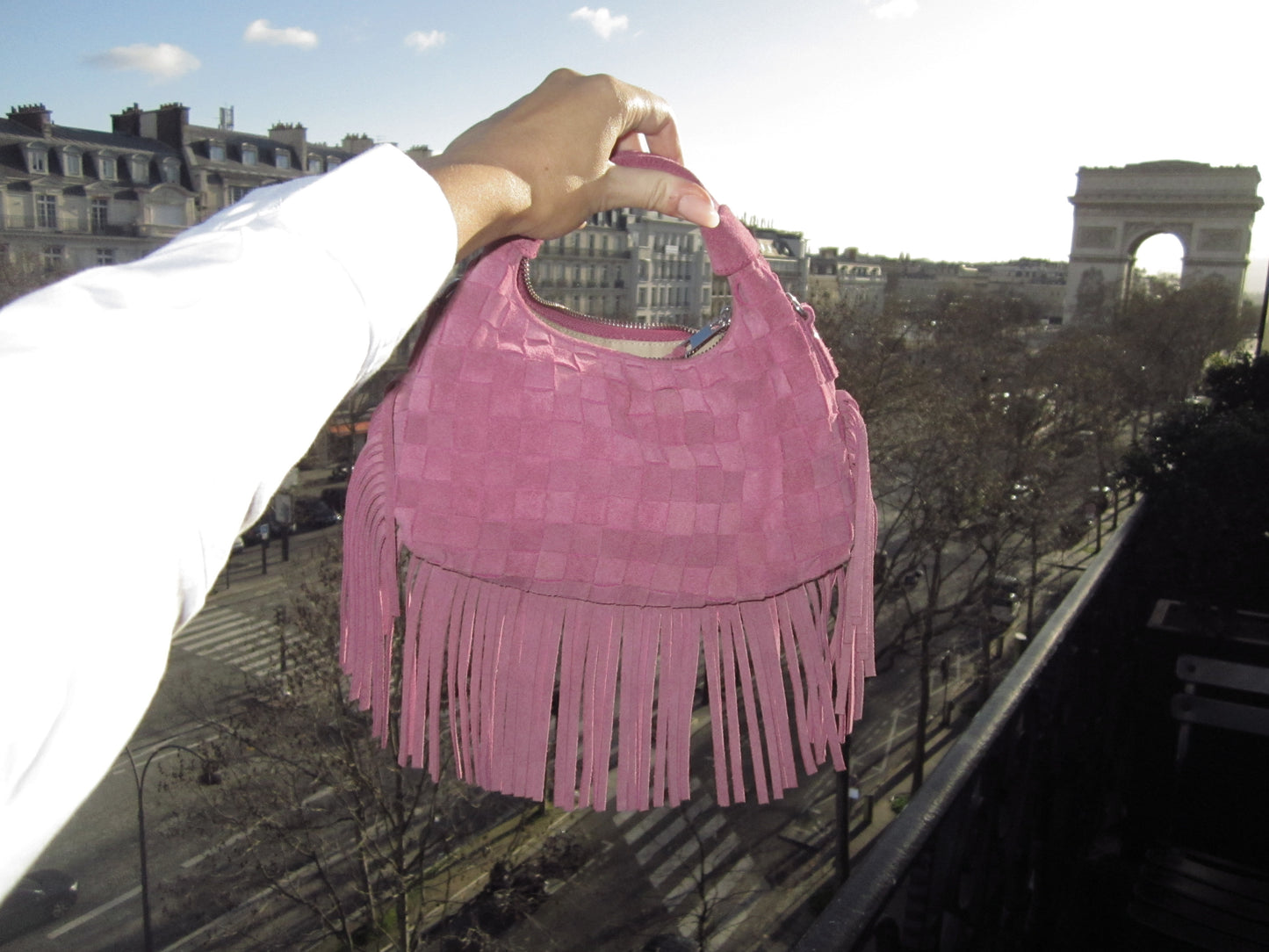Mini Dandy Braided Fringe Pink