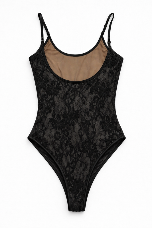 Black Open Back Bodysuit