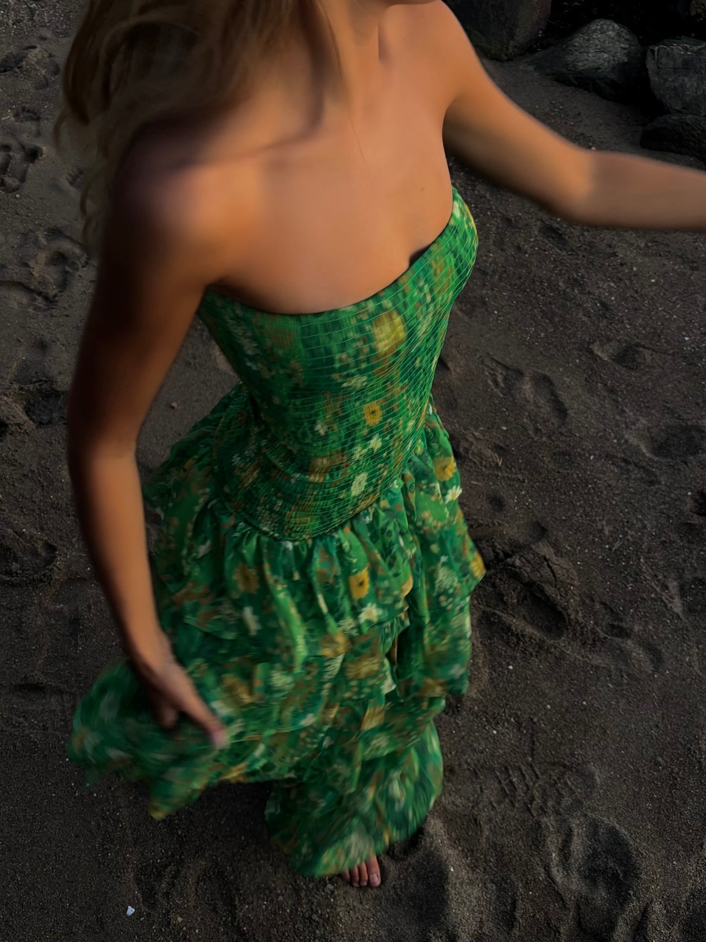 Hunter Ruffle Maxidress