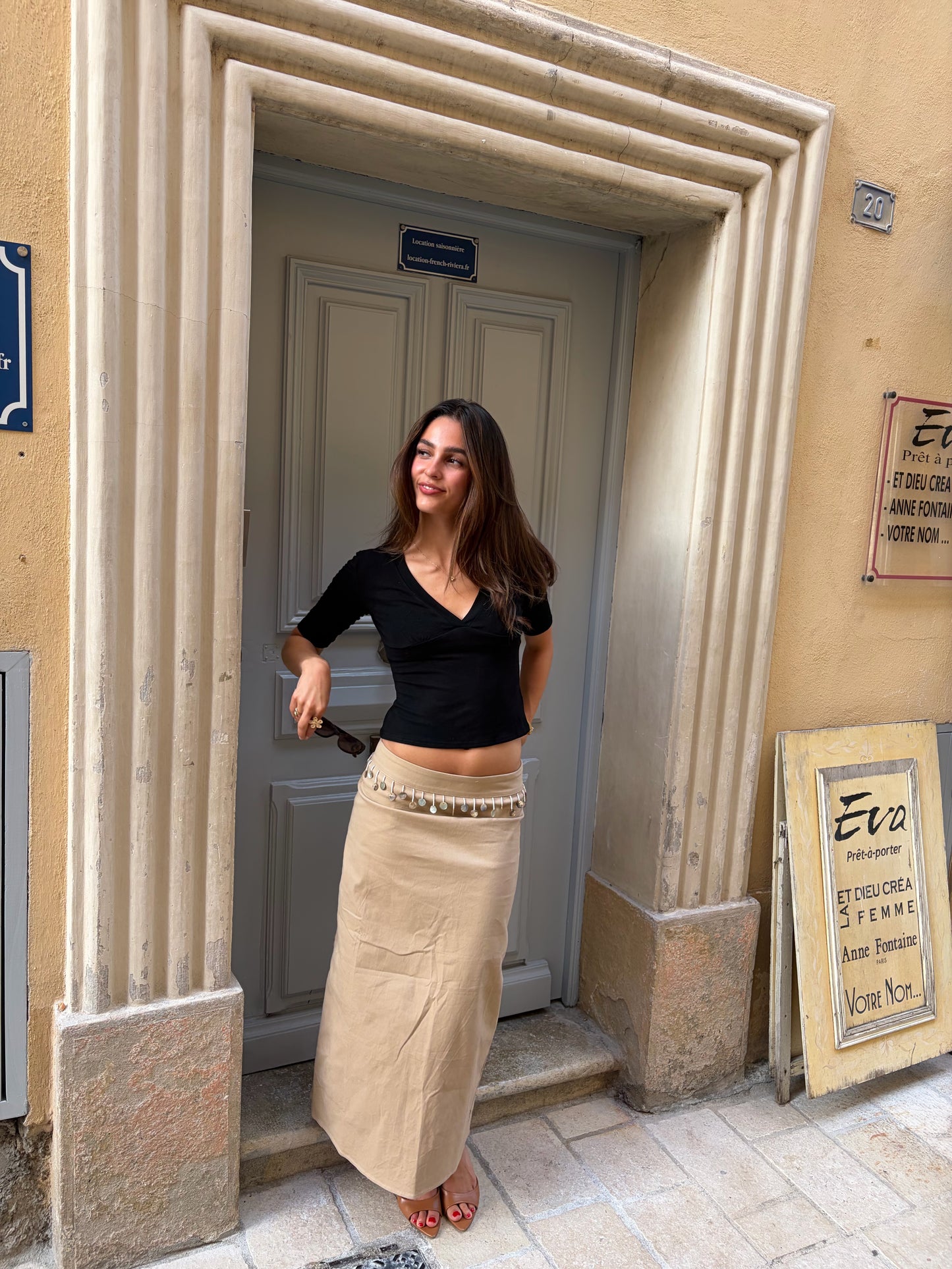 Solène Embellished Maxi skirt
