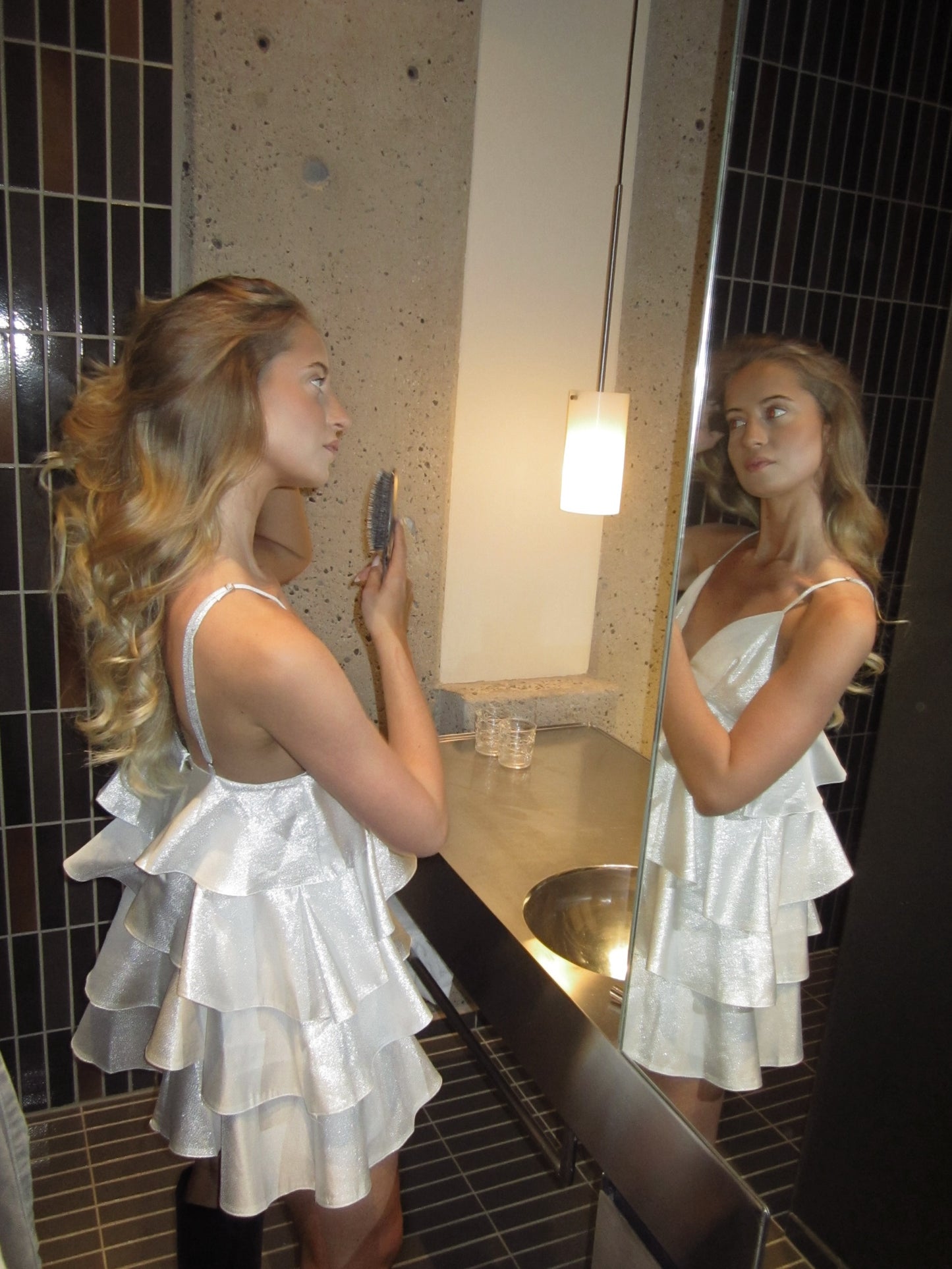 Silver Ruffle Minidress