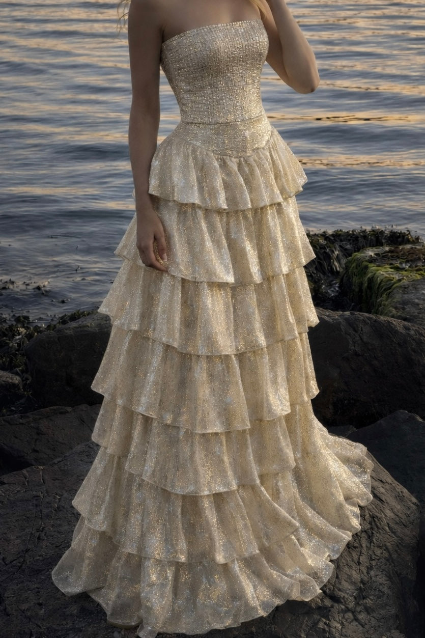 Golden Ruffle Maxidress