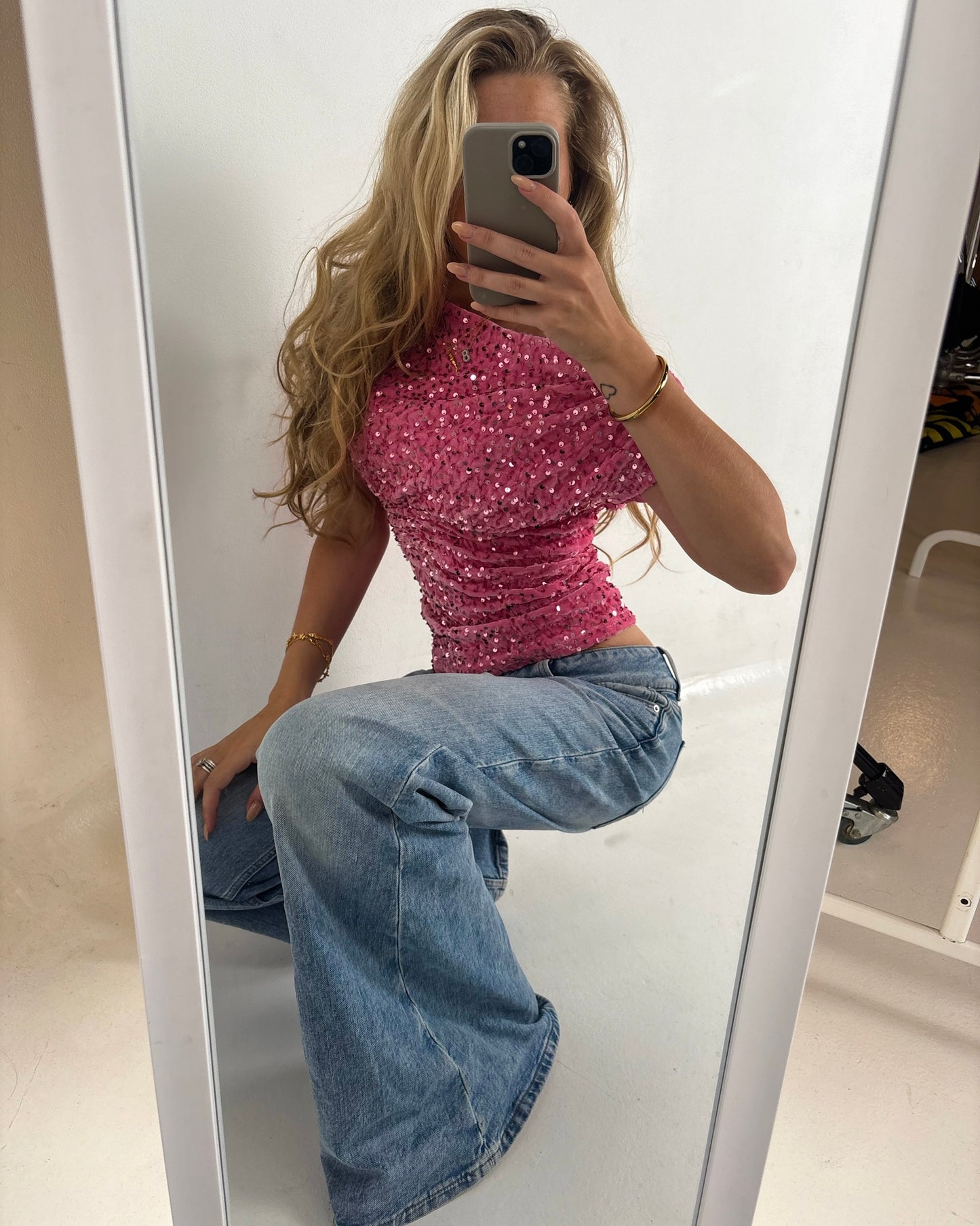 Rosalie Asymmetric Sequin Top
