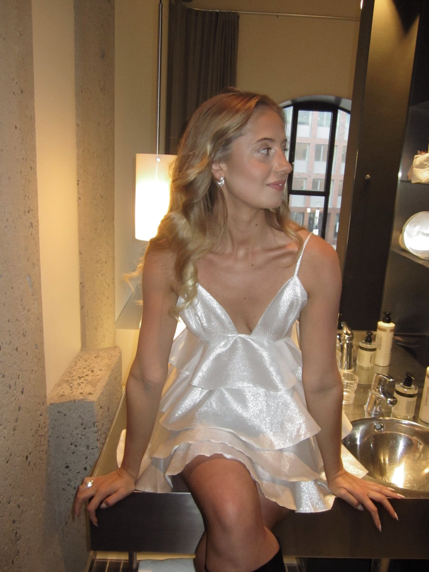 Silver Ruffle Minidress