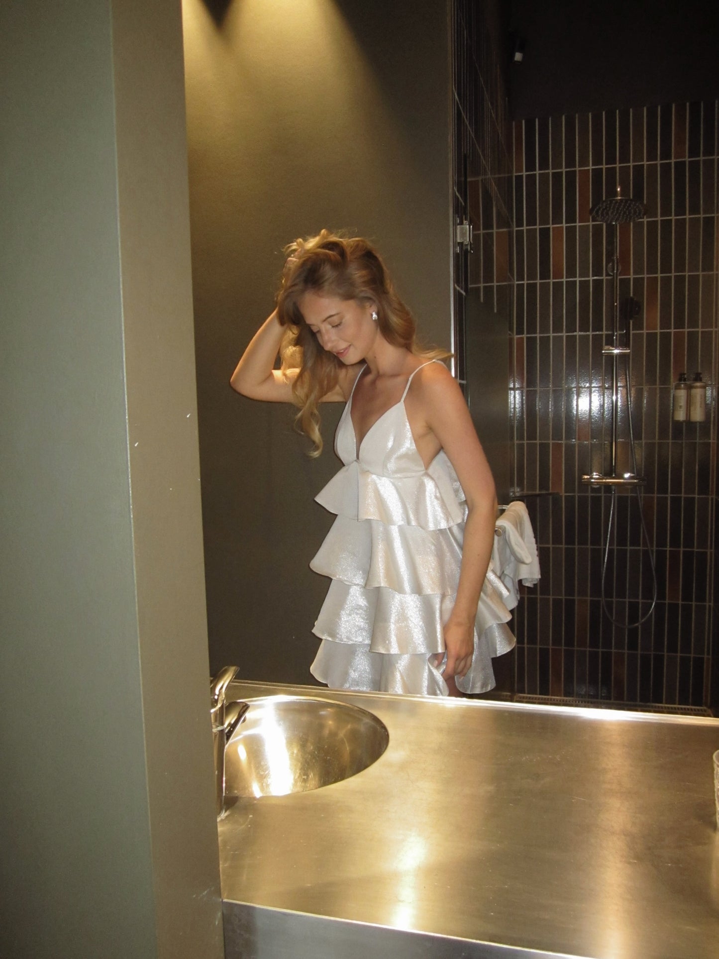 Silver Ruffle Minidress