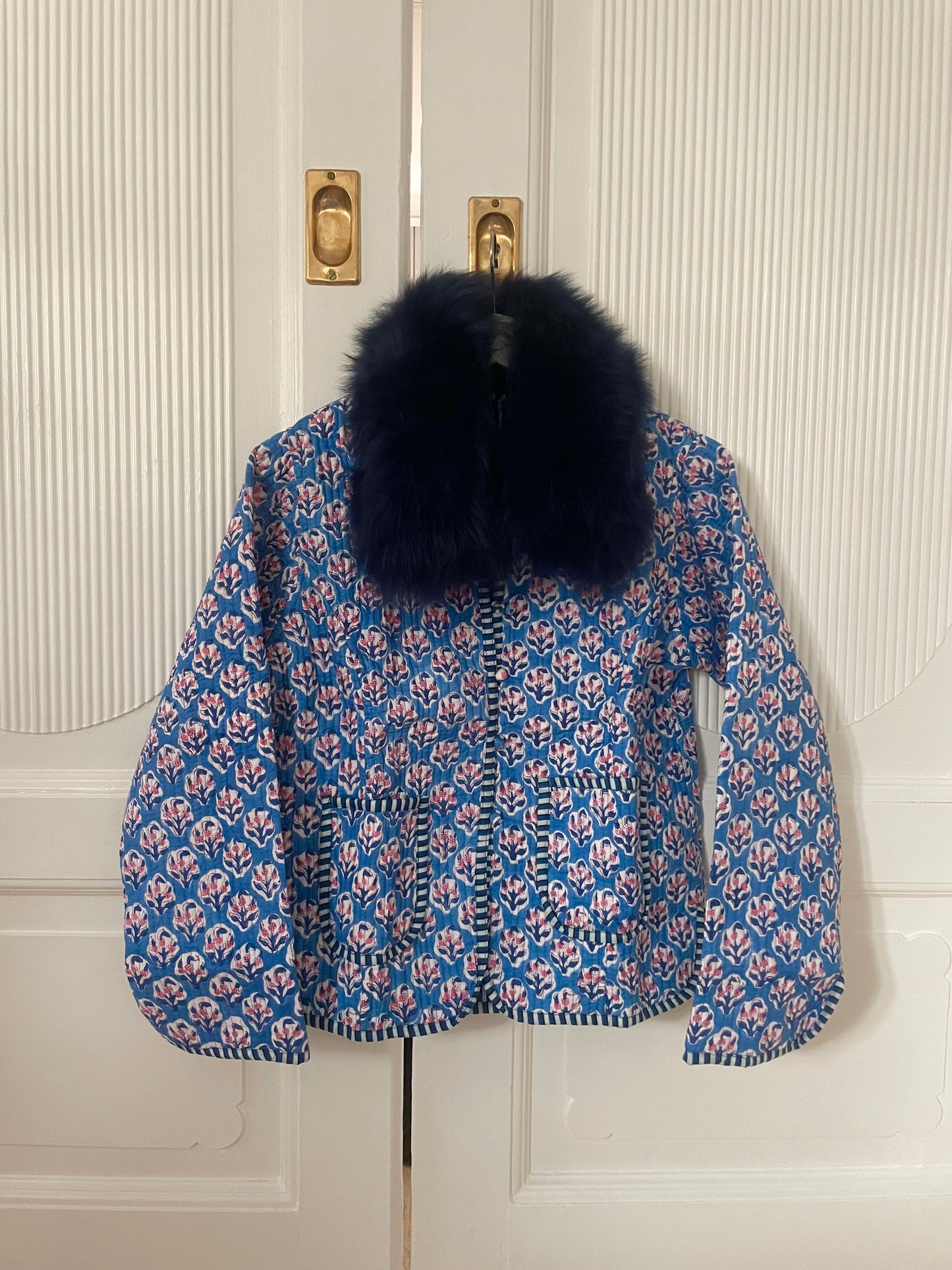 Blue Reversable Quilted Jacket (w/fur)