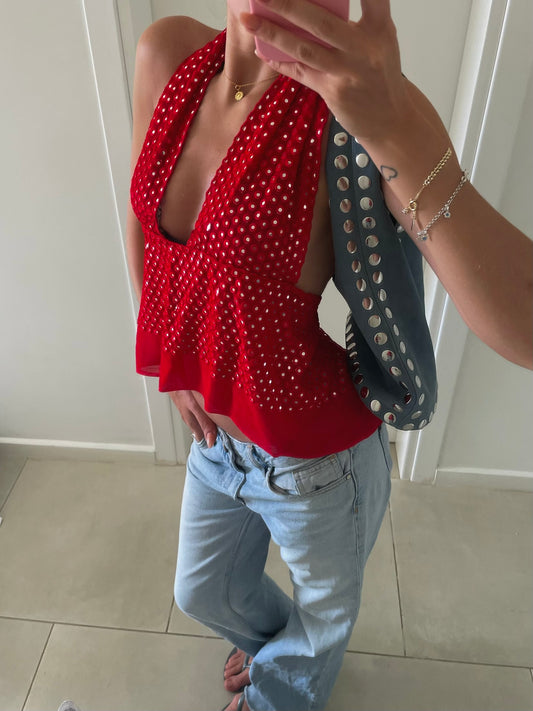 Mirror Red Halterneck Top