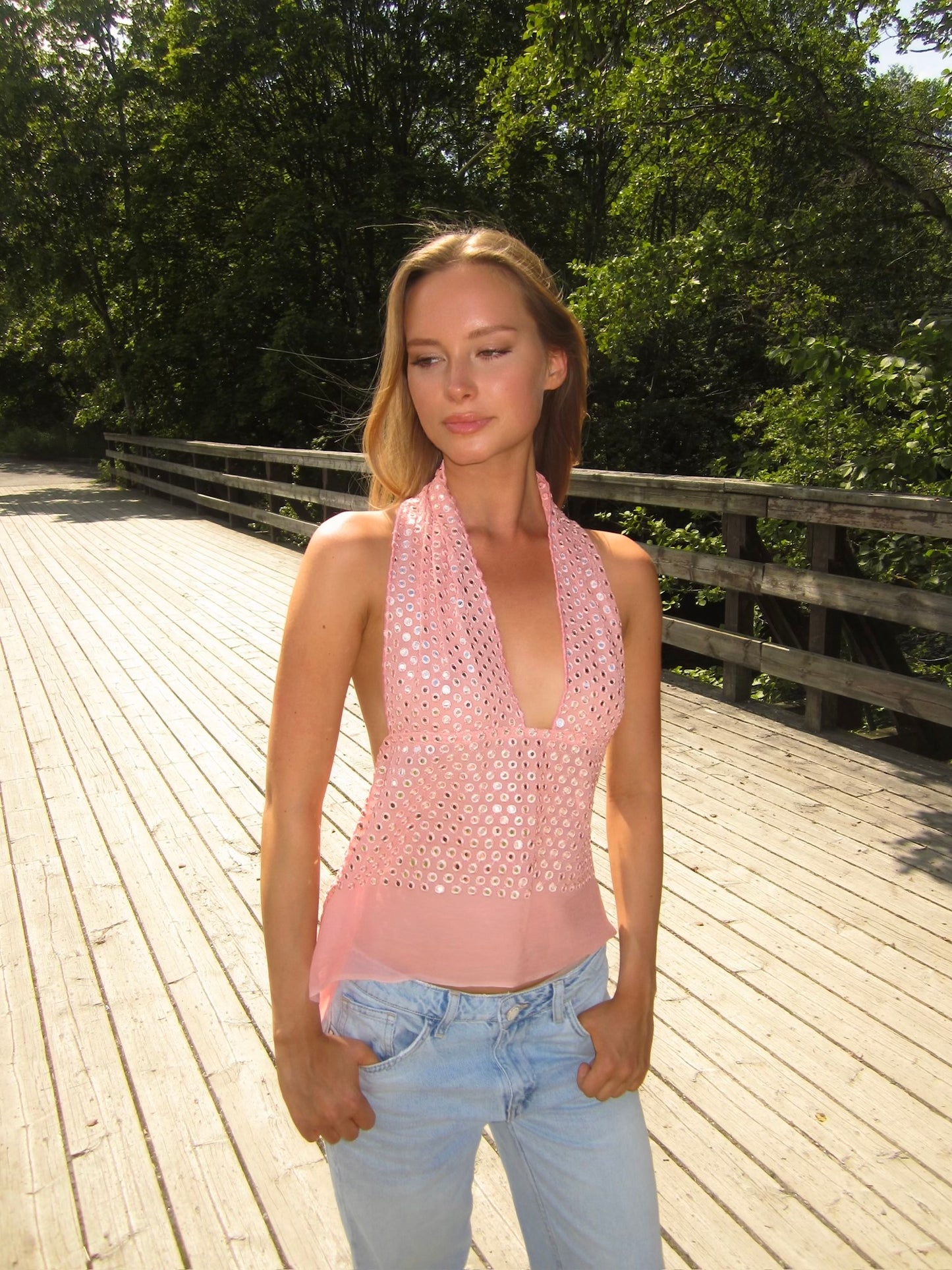Mirror Pink Halterneck Top
