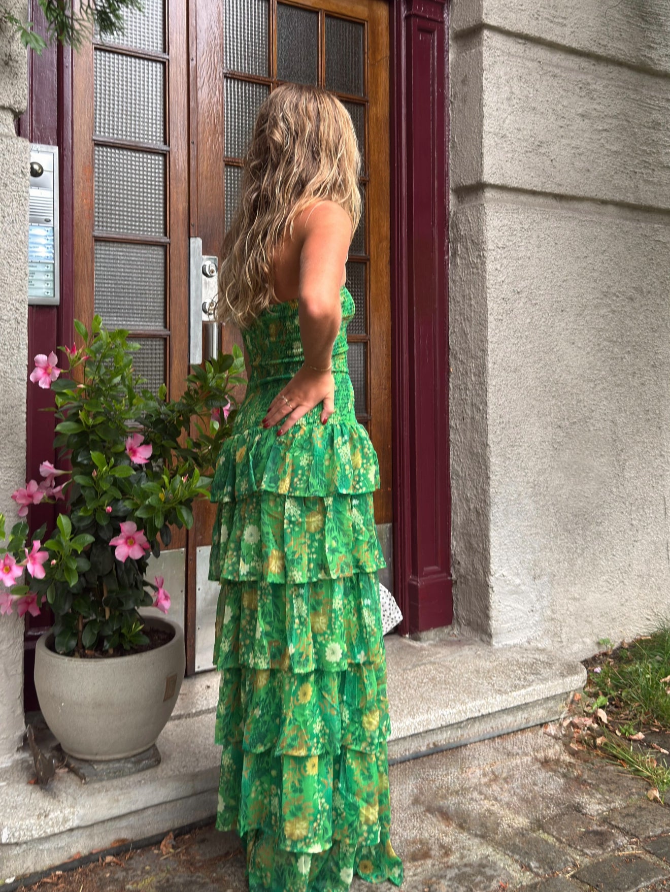 Hunter Ruffle Maxidress