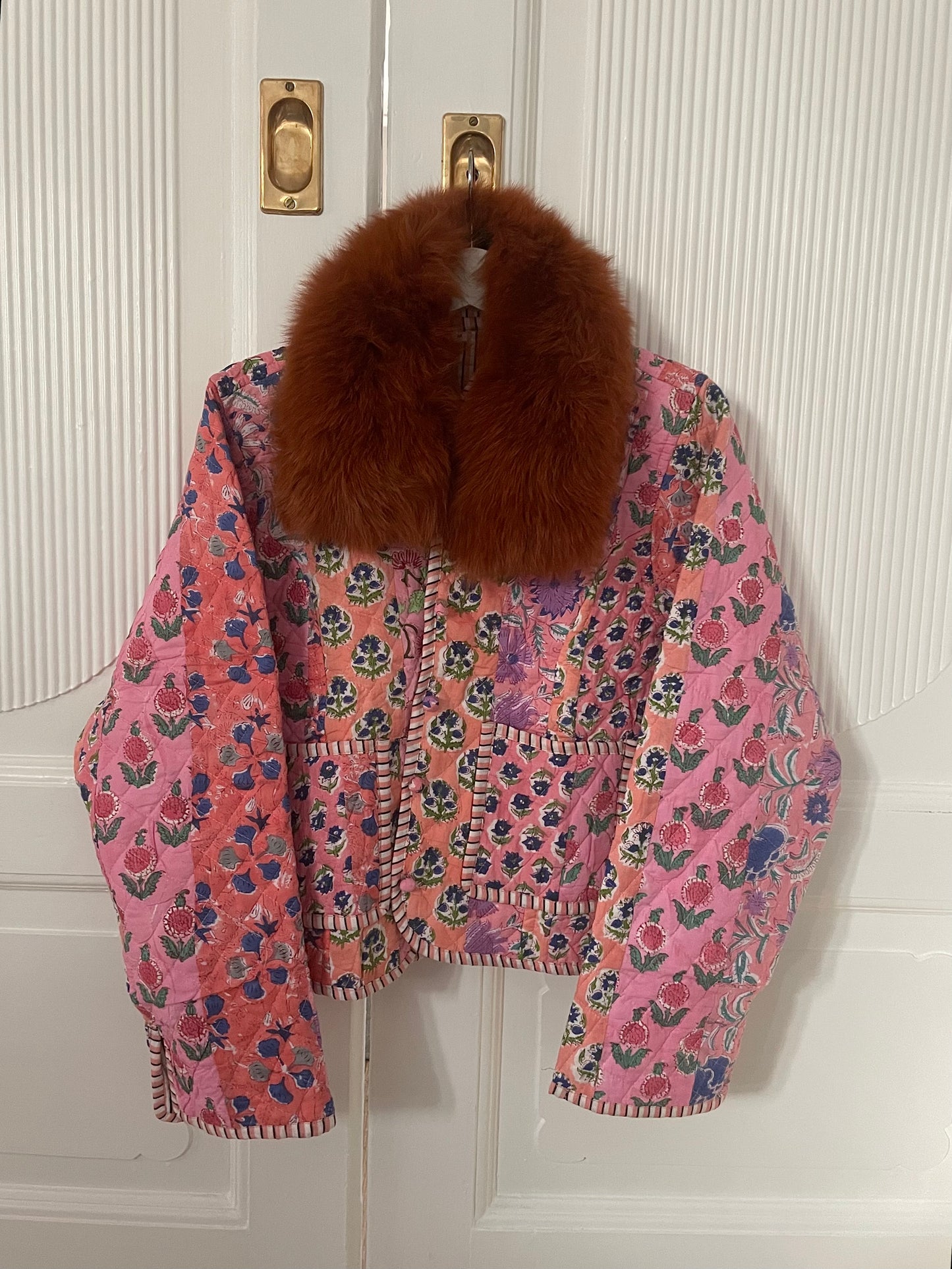 Floral Reversable Quilted Jacket (w/ fur)