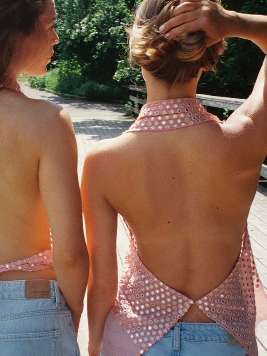 Mirror Pink Halterneck Top