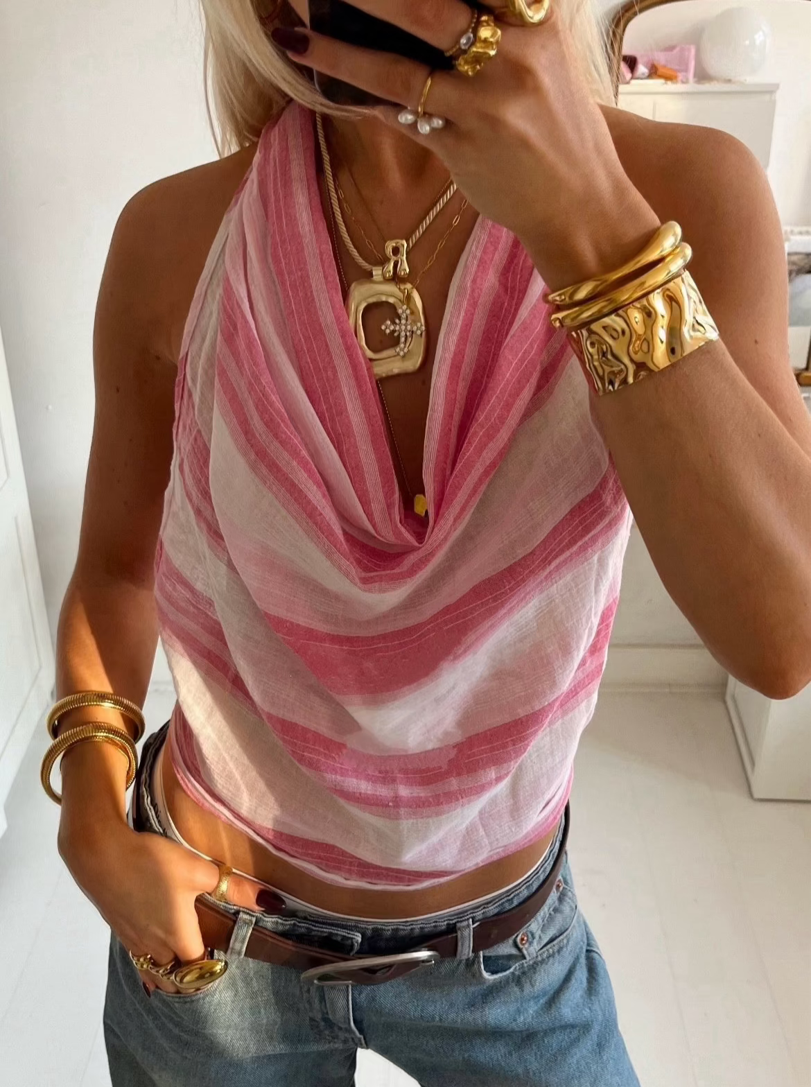 Pink Draped Top