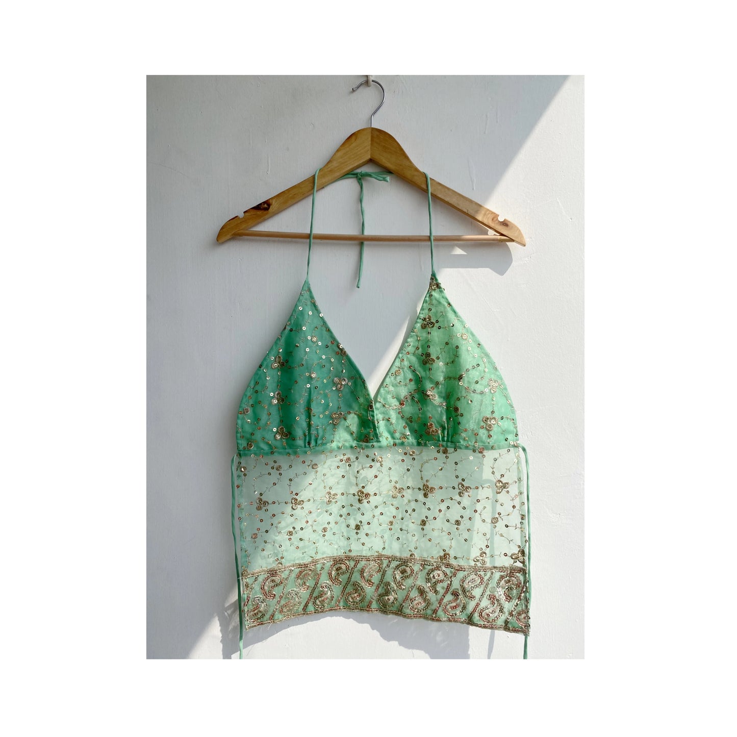 Green Backless Halterneck Top