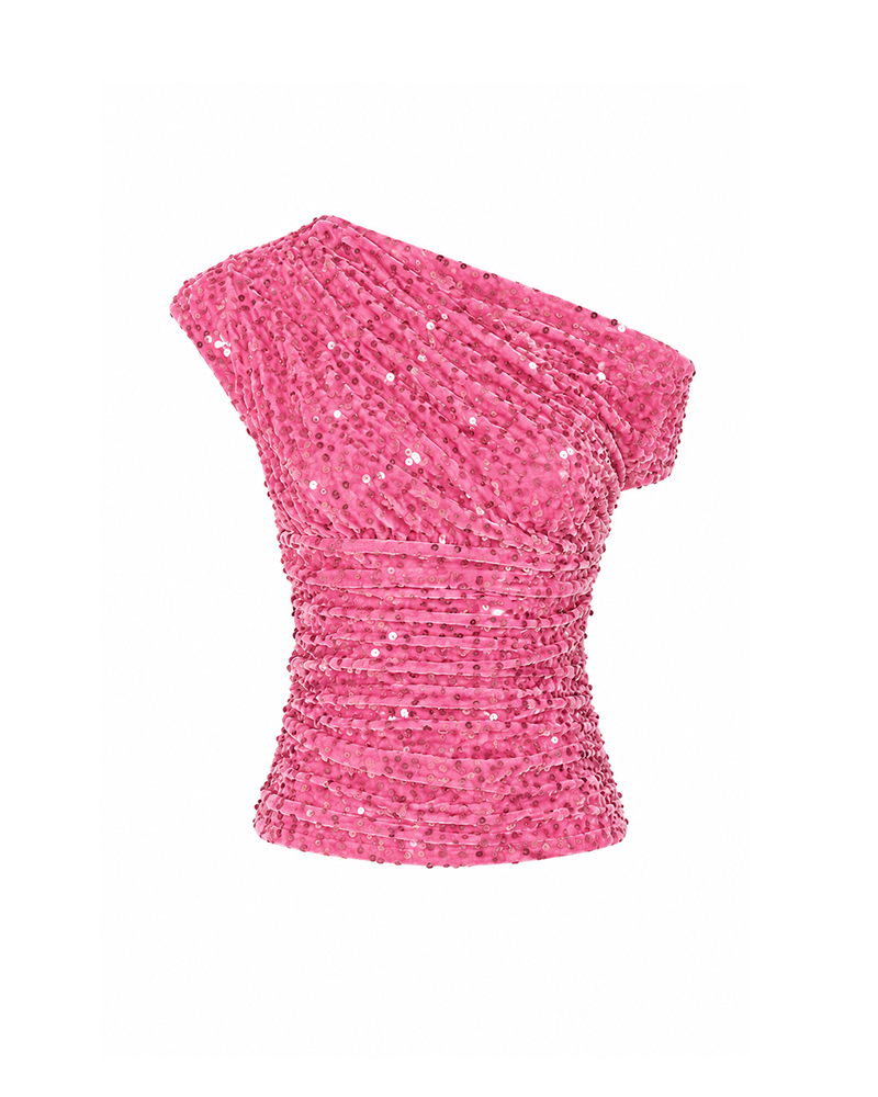 Rosalie Asymmetric Sequin Top