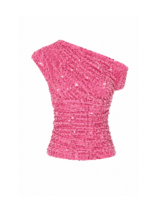 Rosalie Asymmetric Sequin Top