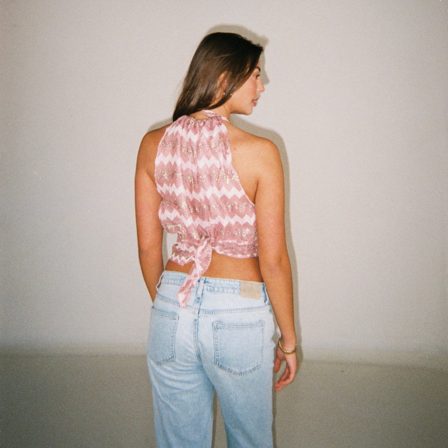 Shimmer Zigzag Halterneck Top